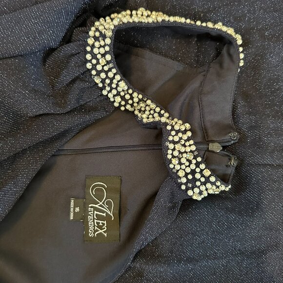Formal Dress - Alex Evenings Brand Navy Blue with pearls - Picture 6 of 6